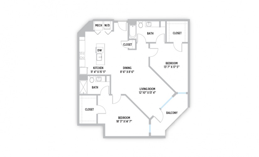 Henri 2 bed 2 bath split floor plan
