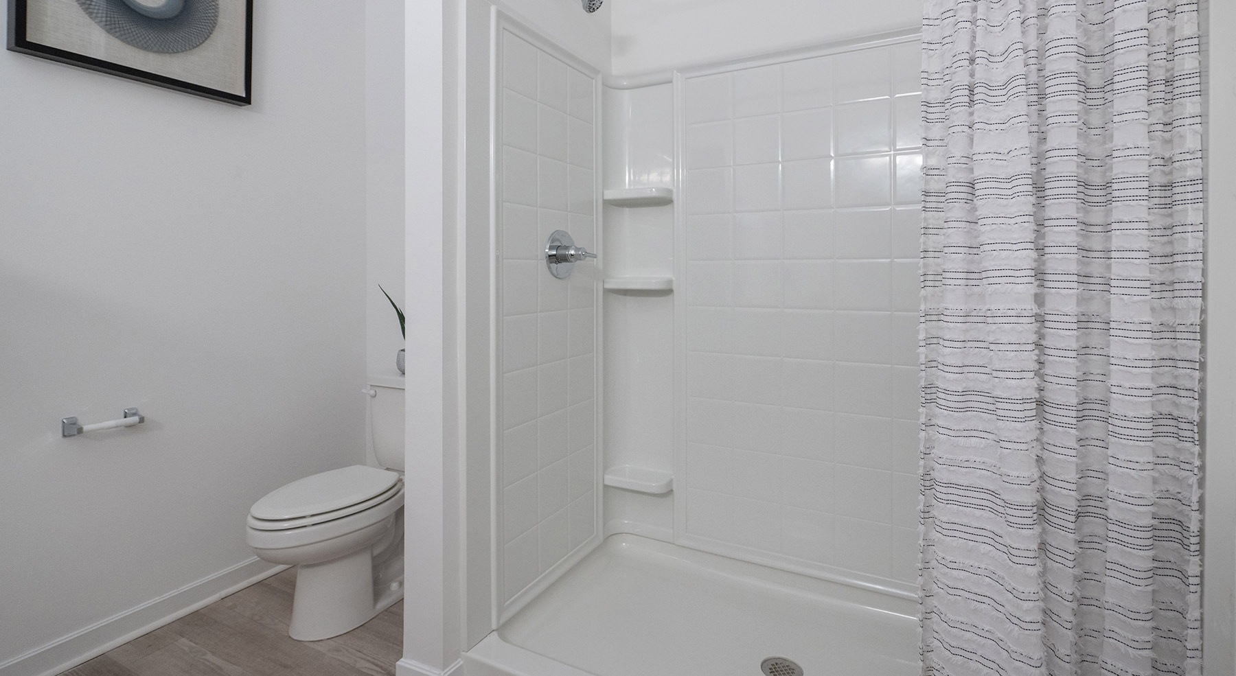 bath with shower and toilet